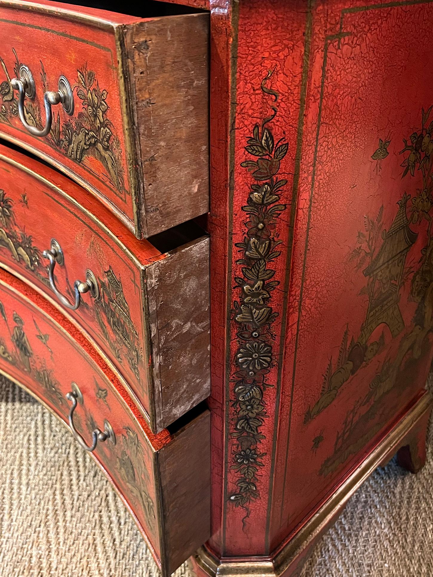 Pair of English George II Style Red Japanned Chests For Sale 6