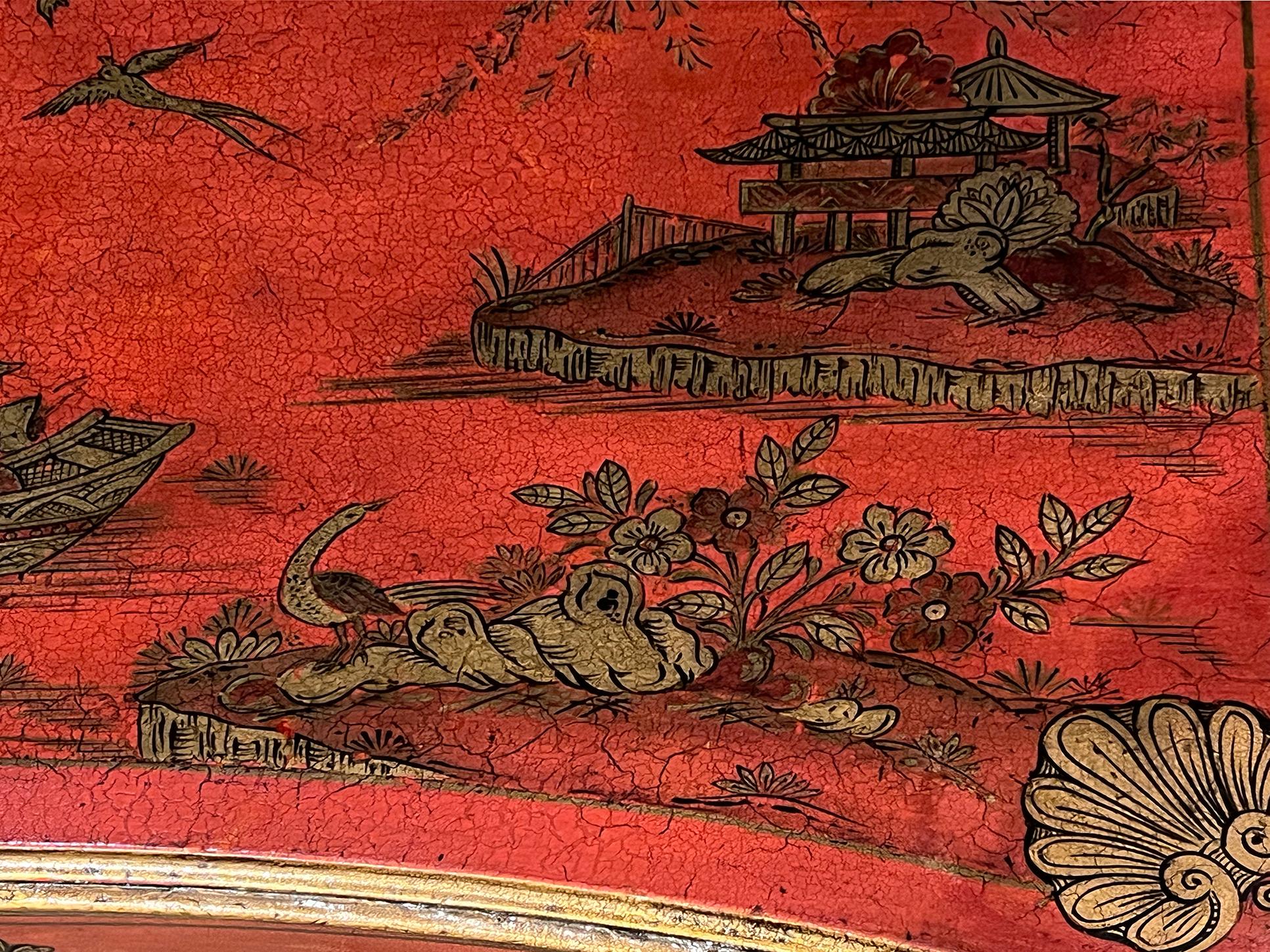 Paar rote Japan-Truhen im englischen George-II-Stil im Angebot 5