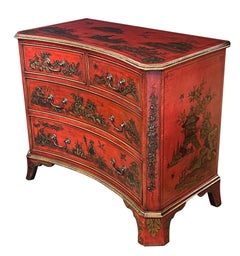 Pair of English George II Style Red Japanned Chests