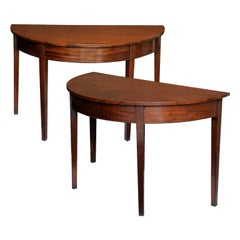 Pair of English George III Mahogany Demilune Side Tables, circa 1780