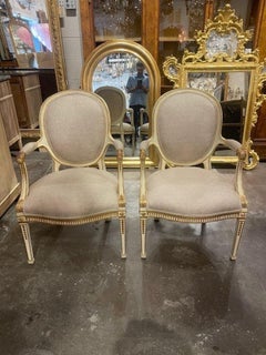 Pair of English George III Parcel Gilt Armchairs