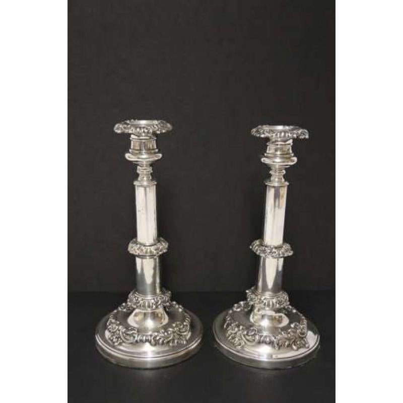 Pair of English George III Silver Telescopic Candlesticks, Sheffield, 1816 For Sale 1