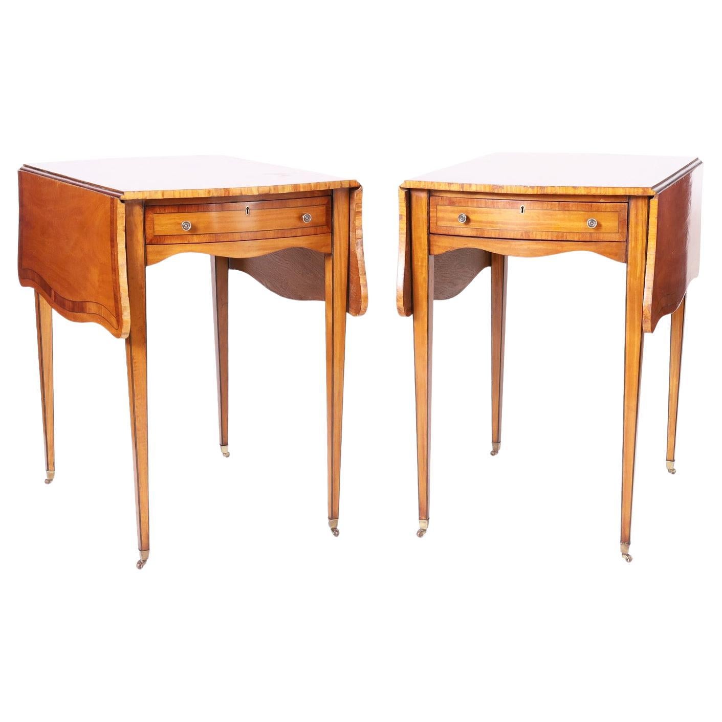 Pair of English George III Style Drop Leaf Tables For Sale