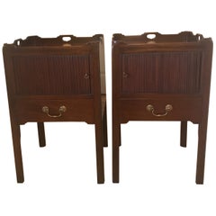 Pair of English George III Style Tambour Door Tables Stands