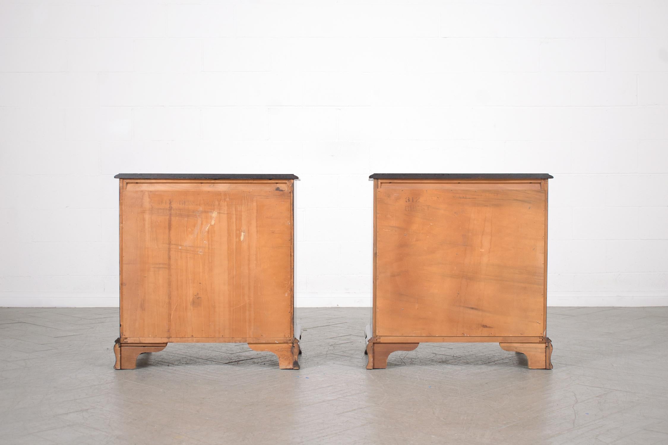 Restored 1950s George III Mahogany Chest of Drawers Pair For Sale 5