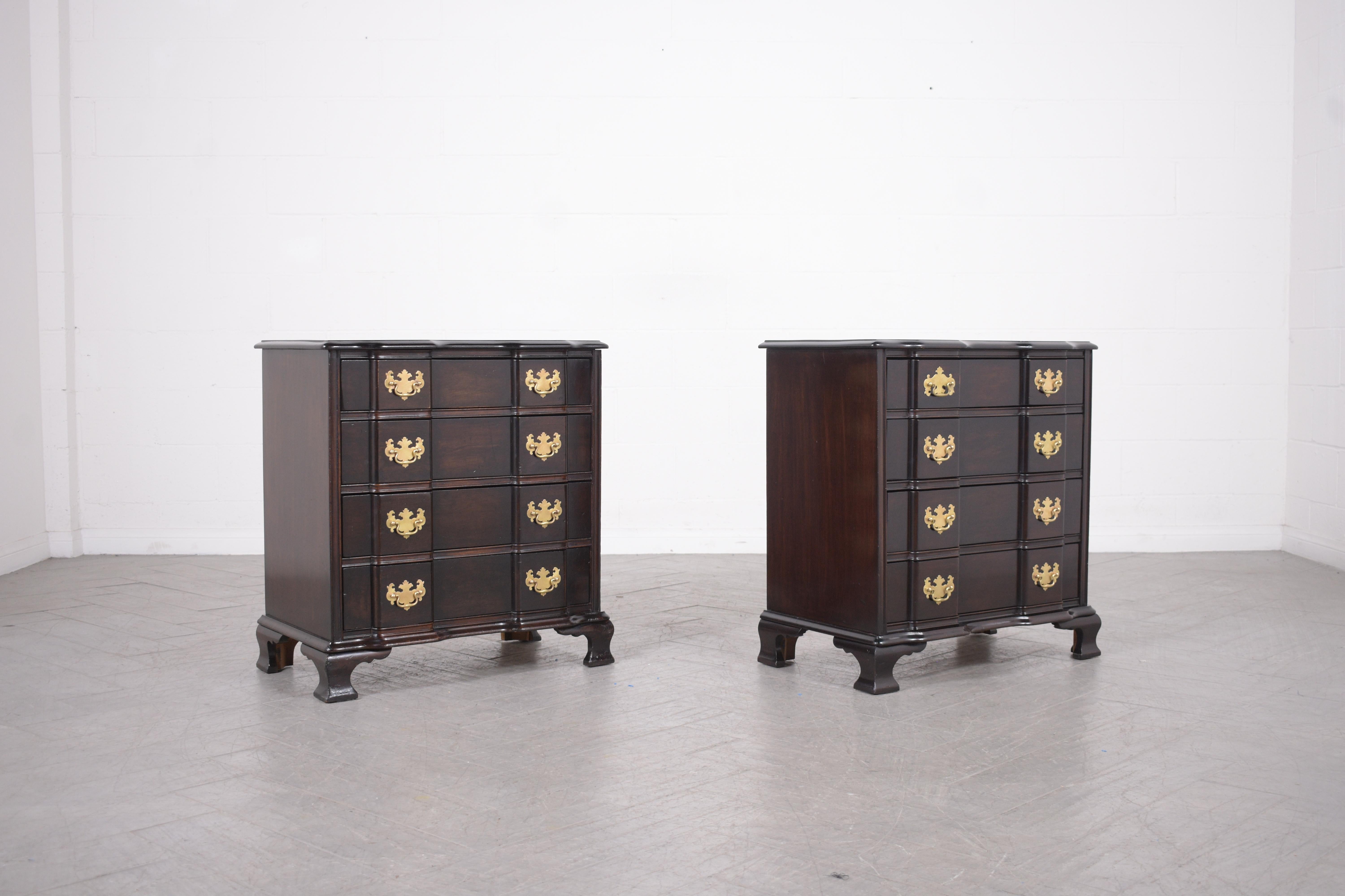 Restored 1950s George III Mahogany Chest of Drawers Pair For Sale 1
