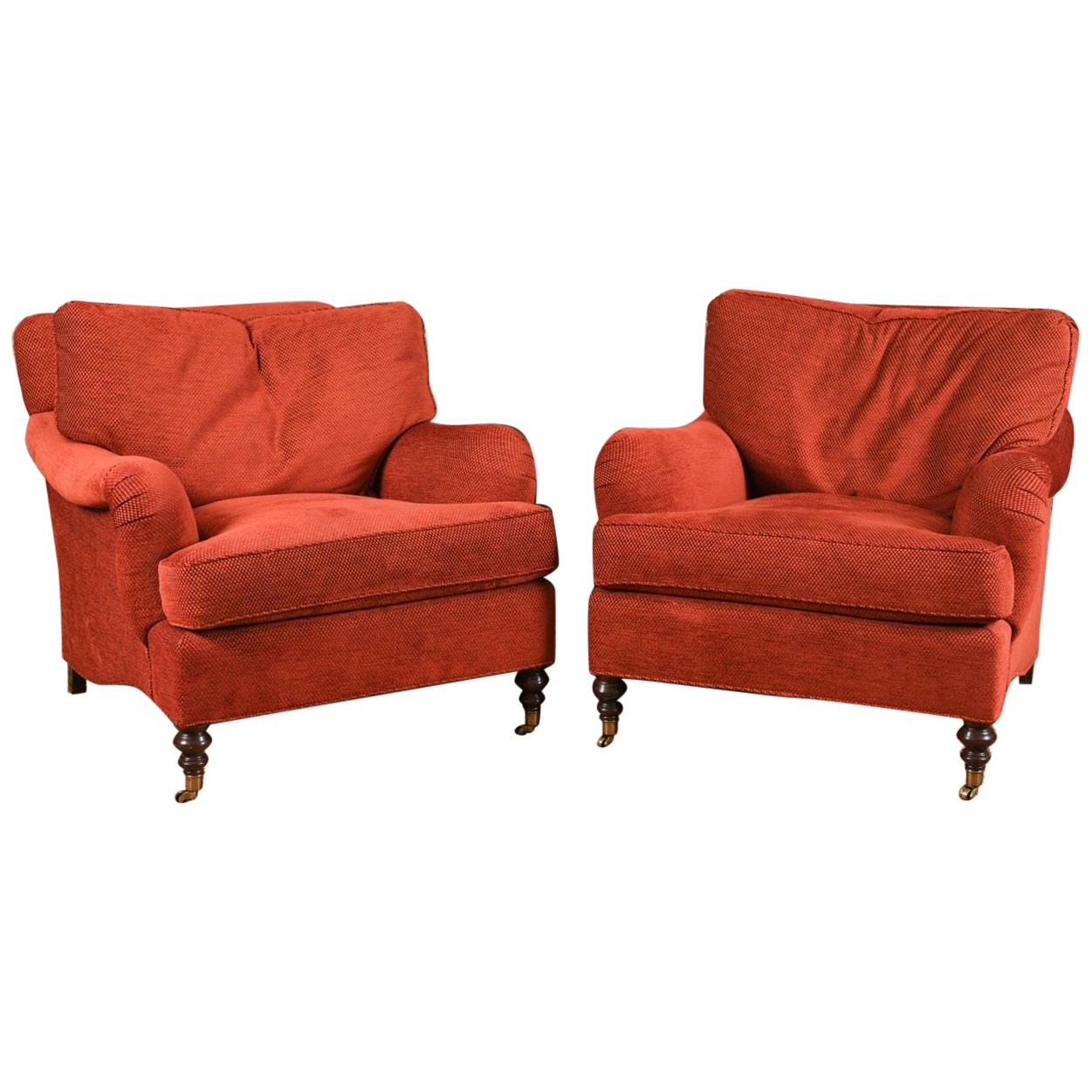 Pair of English George Smith Lounge Chairs