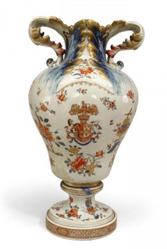 Pair of English Georgian Armorial Porcelain Vases