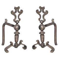 Pair of English Georgian Brass Andirons