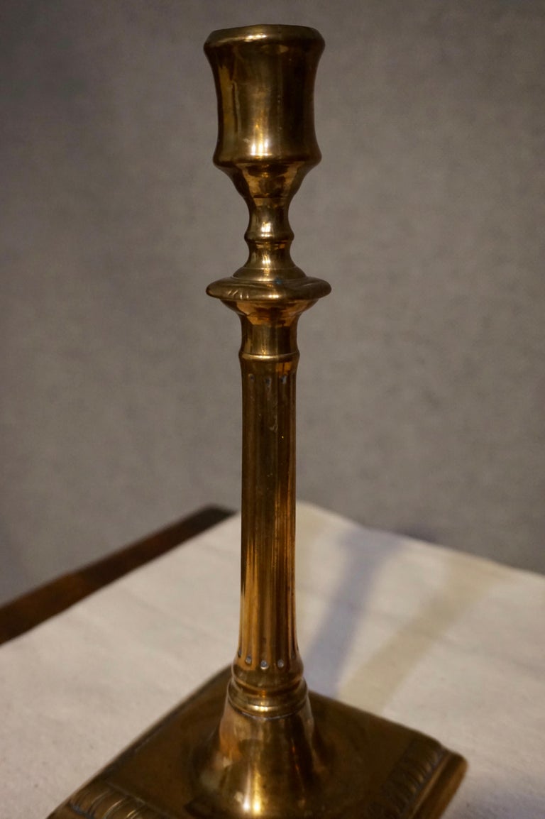 Pair of English Brass Candlesticks at 1stDibs