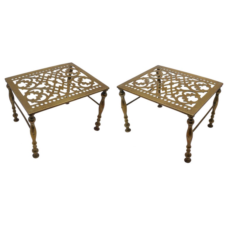Pair of English Brass Fire Trivets For Sale at 1stDibs