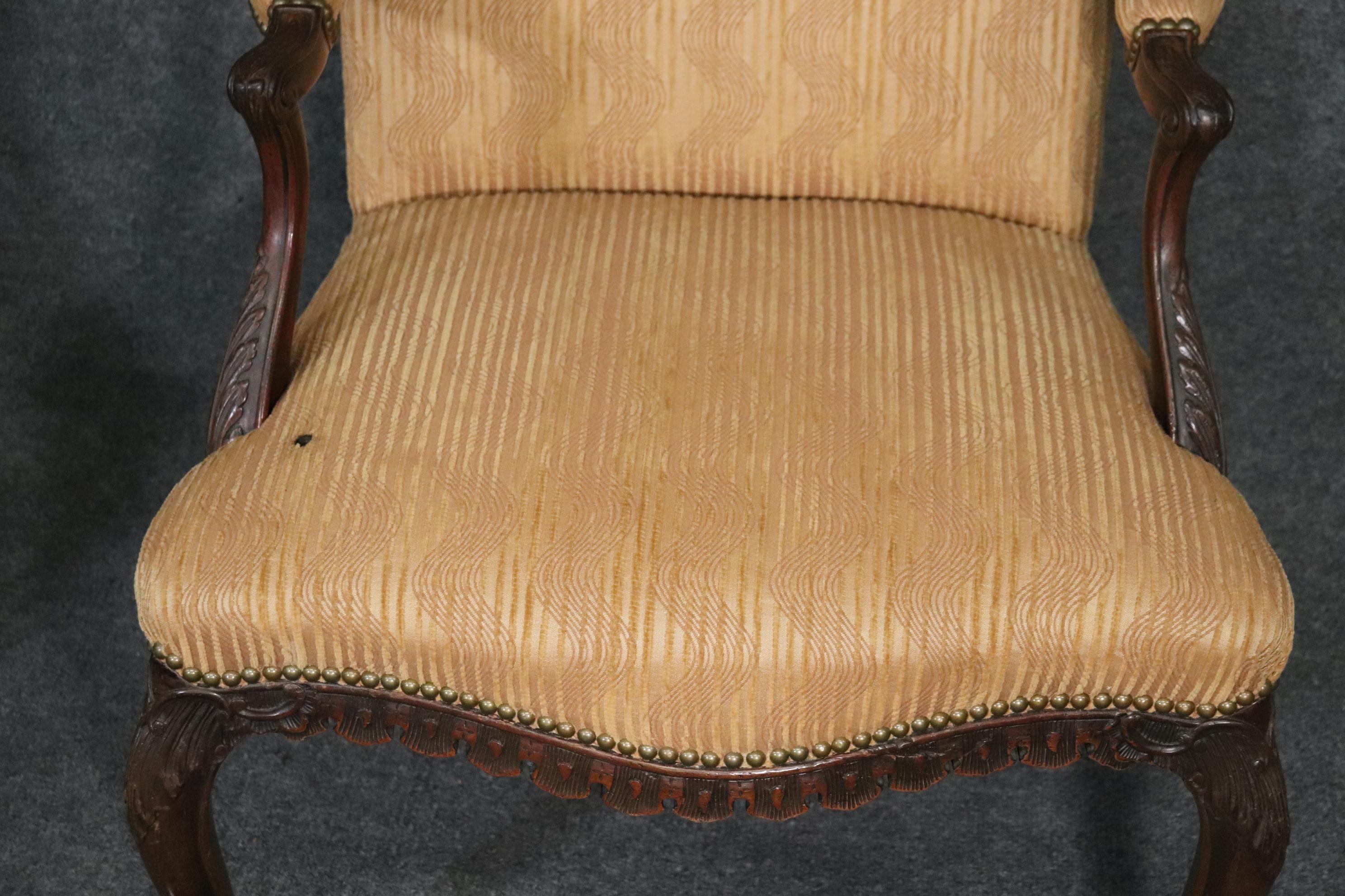 Pair of English Georgian Carved Mahogany Armchairs, Circa 1940s For Sale 7