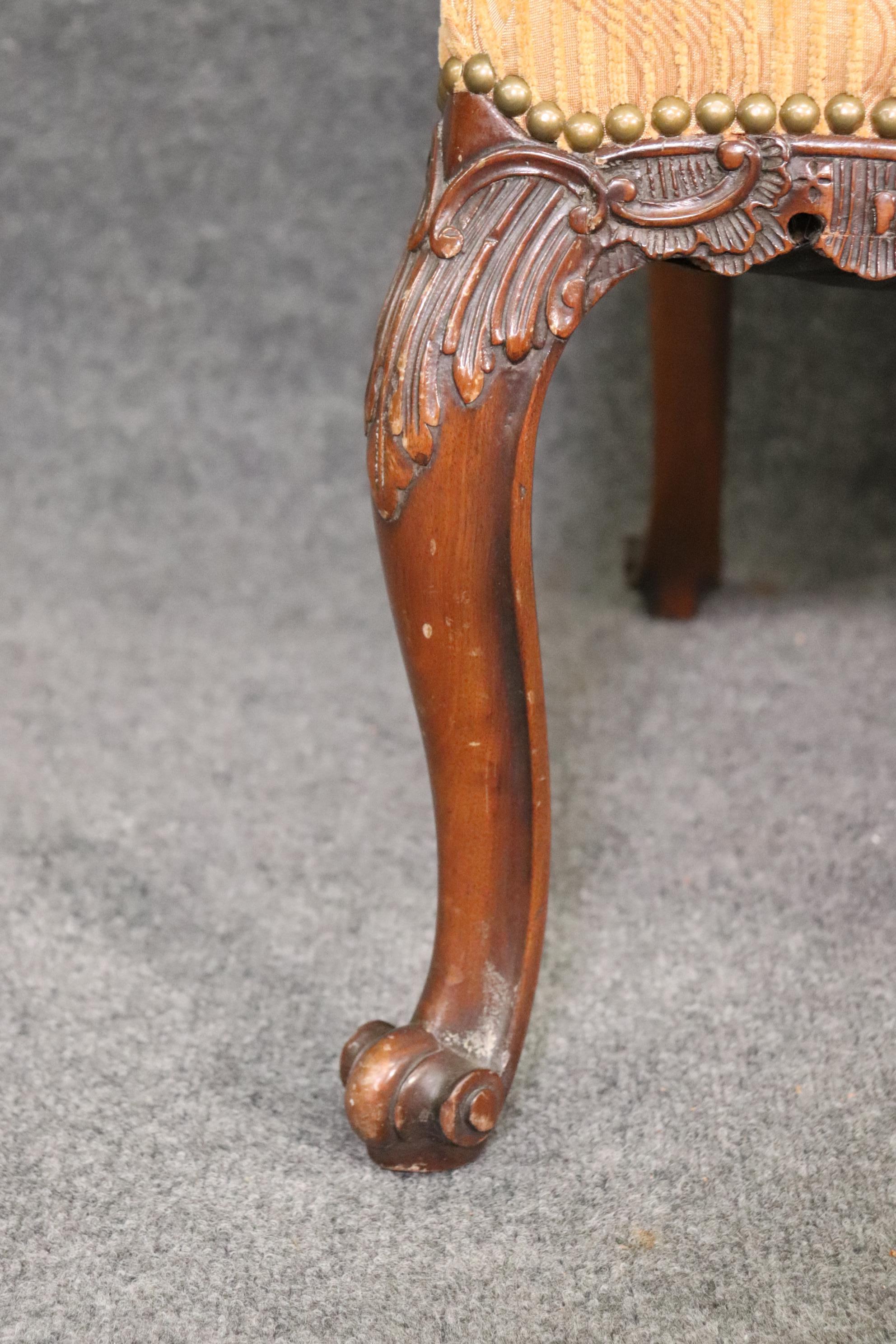 Pair of English Georgian Carved Mahogany Armchairs, Circa 1940s For Sale 11