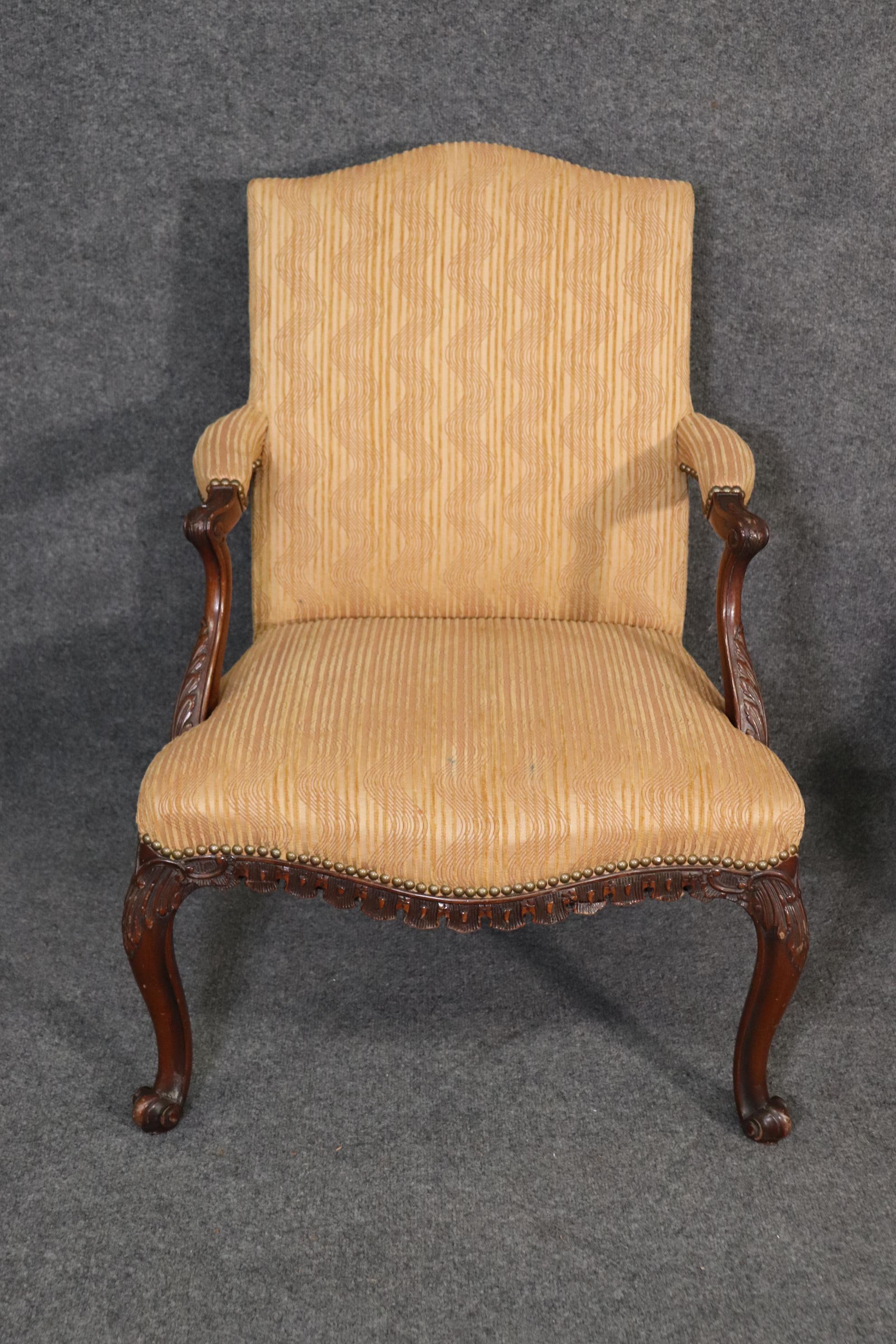 Pair of English Georgian Carved Mahogany Armchairs, Circa 1940s For Sale 2