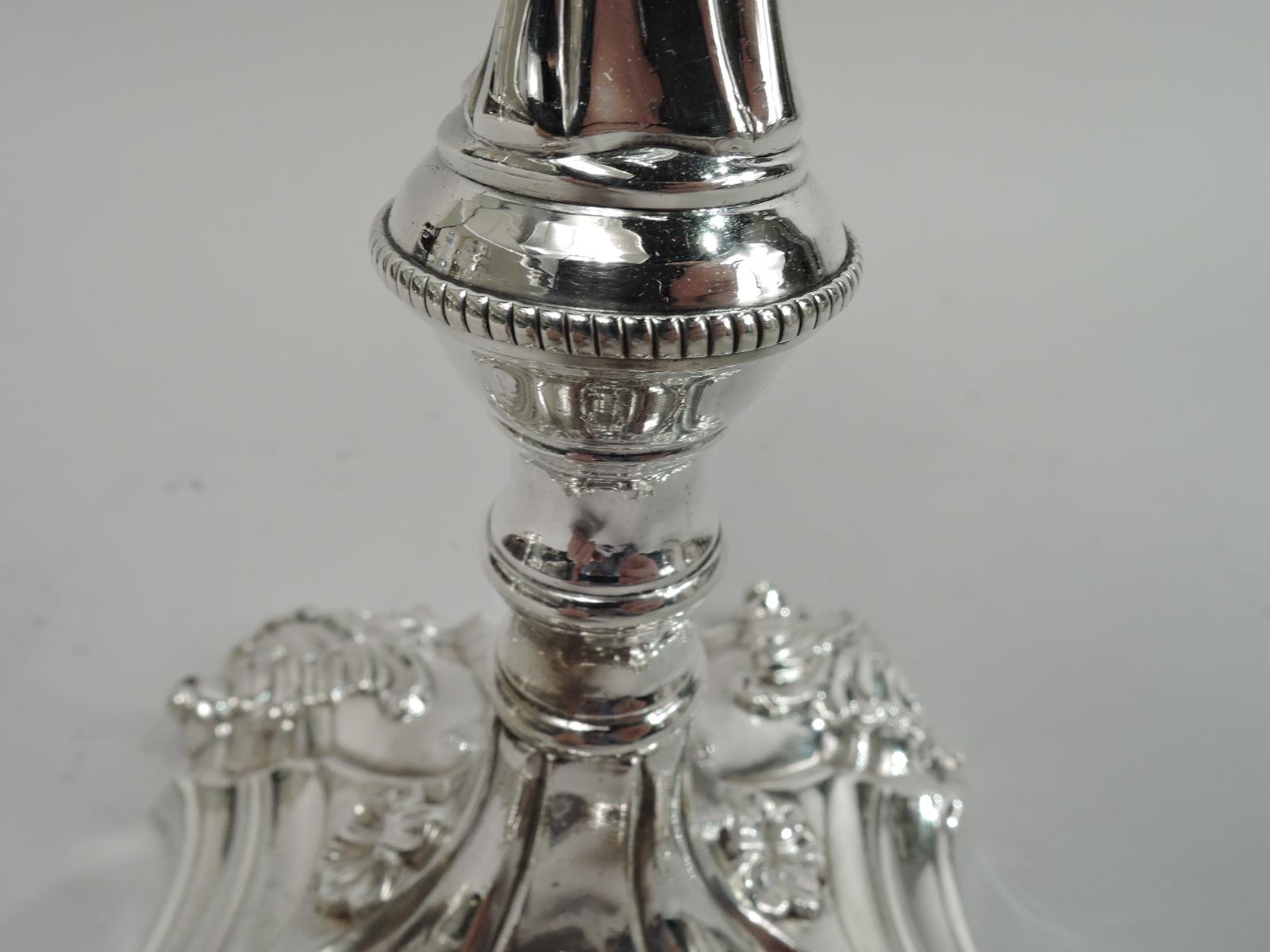 Sterling Silver Pair of English Georgian Classical Candlesticks by William Cafe