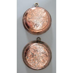 Pair of English Georgian Copper Wall Hanging Sieves Colanders