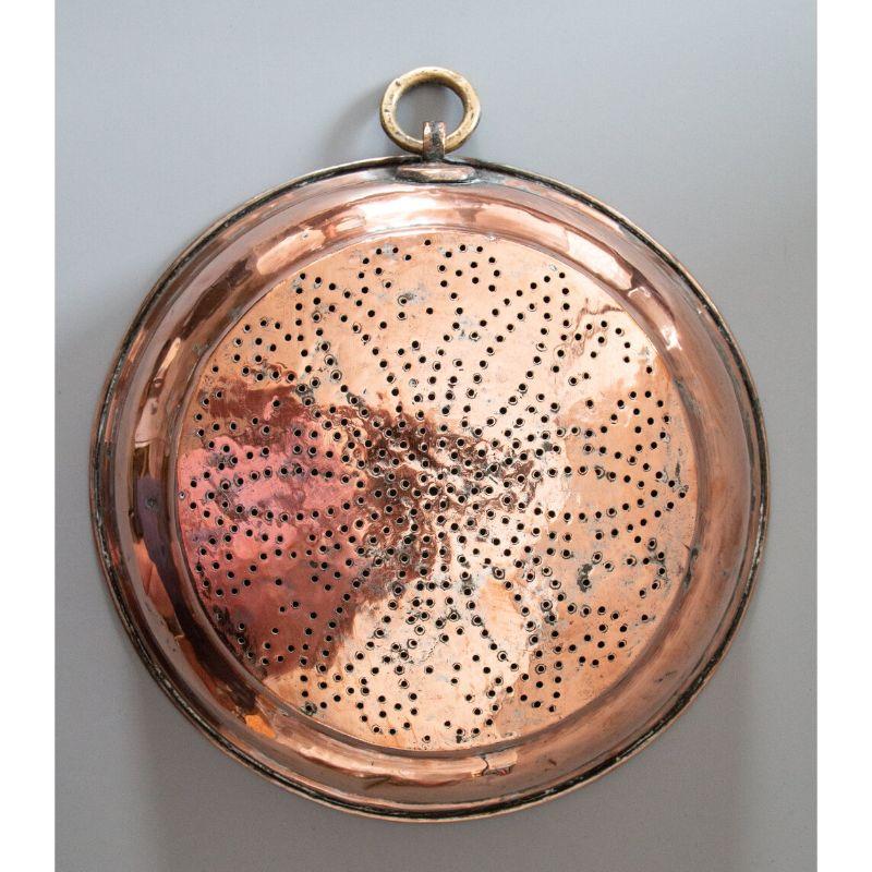 Pair of English Georgian Copper Wall Hanging Sieves Colanders For Sale 1