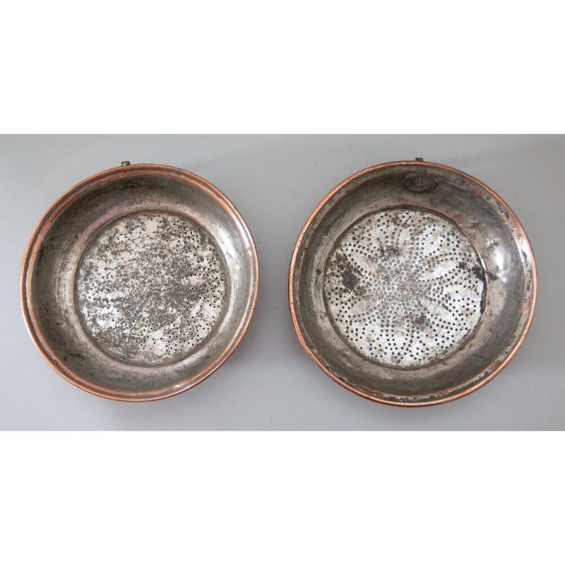 Pair of English Georgian Copper Wall Hanging Sieves Colanders For Sale 5