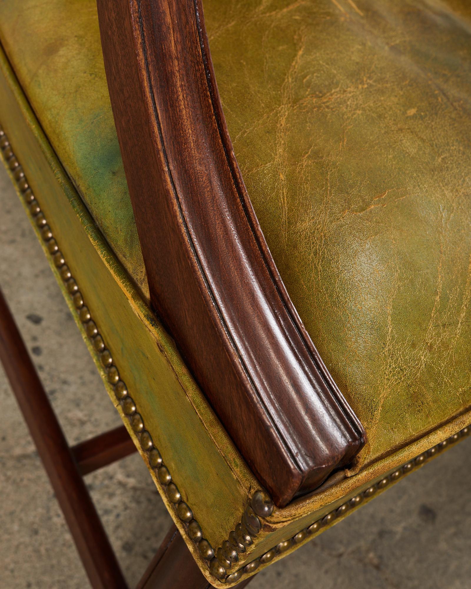 Pair of English Georgian Gainsborough Leather Library Armchairs For Sale 12