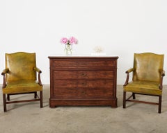 Pair of English Georgian Gainsborough Leather Library Armchairs