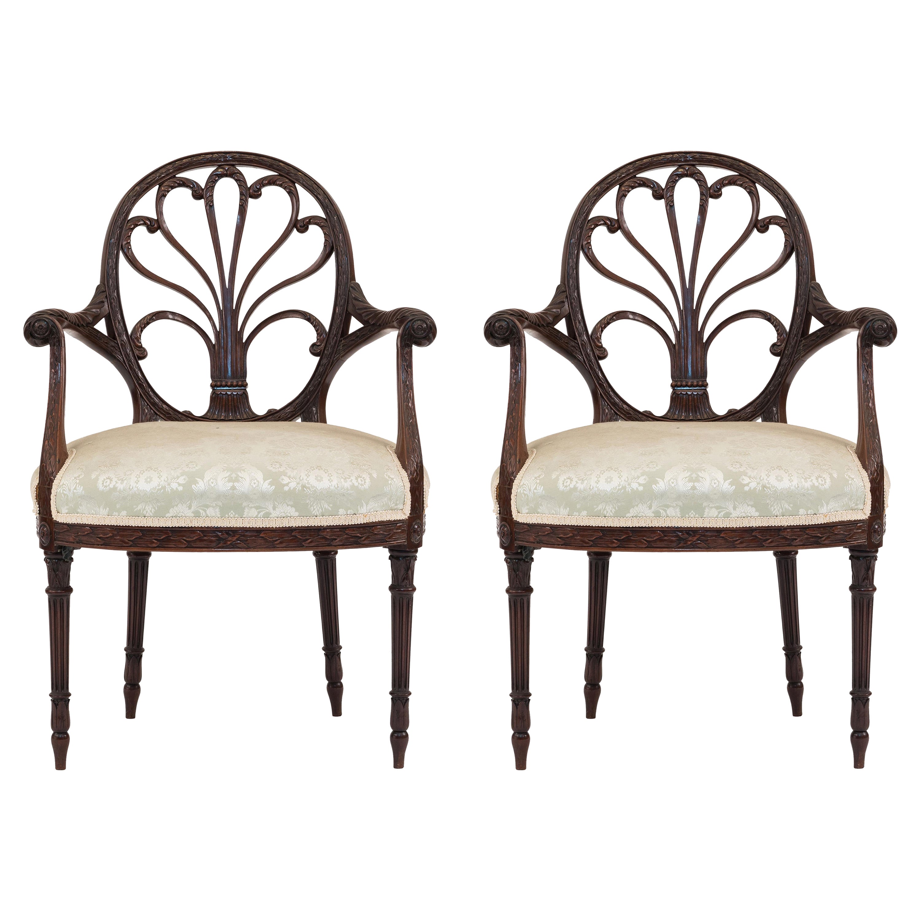 Pair of English Georgian Mahogany Armchairs