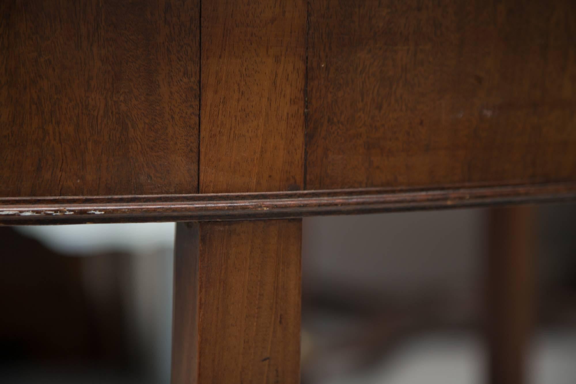 Polished Pair of English Georgian Mahogany Demilune Console Tables