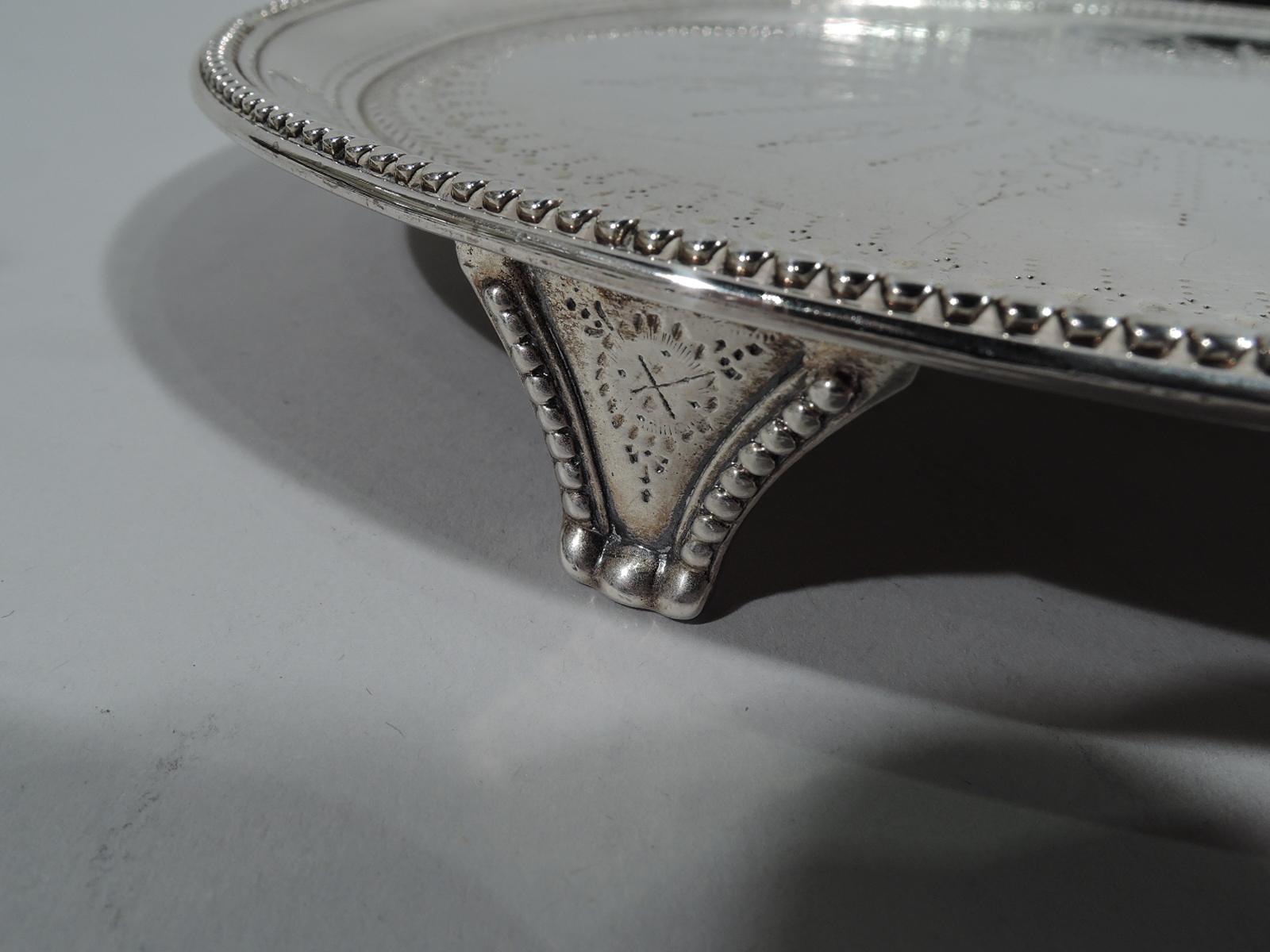 Pair of English Georgian Neoclassical Sterling Silver Salver Trays 1