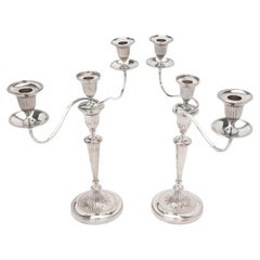 Pair of English Georgian Old Sheffield candelabras, c. 1780-90