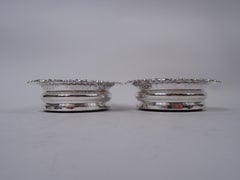 Pair of English Georgian Regency Sterling Silver Wine Coasters, 1828