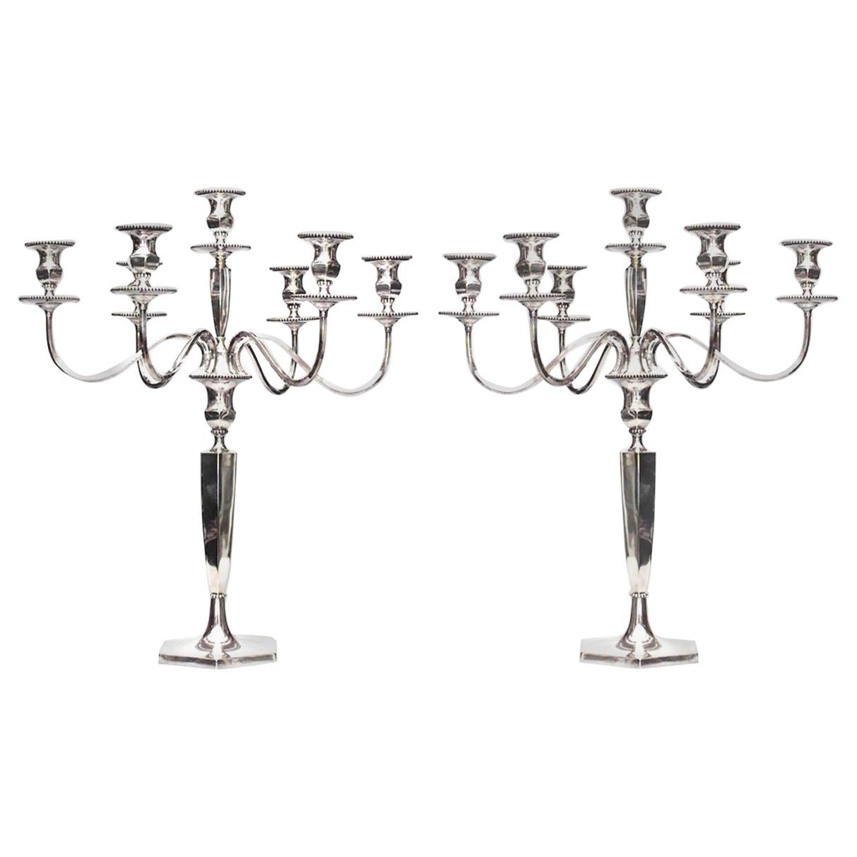 Pair of English Georgian Silver Plate Candelabras