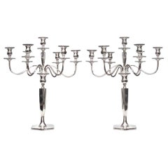 Pair of English Georgian Silver Plate Candelabras