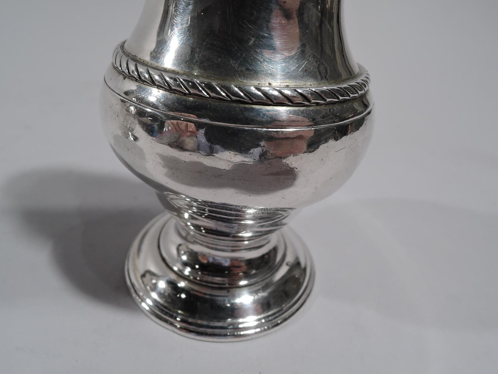 Pair of English Georgian Sterling Silver Condiment Casters 1