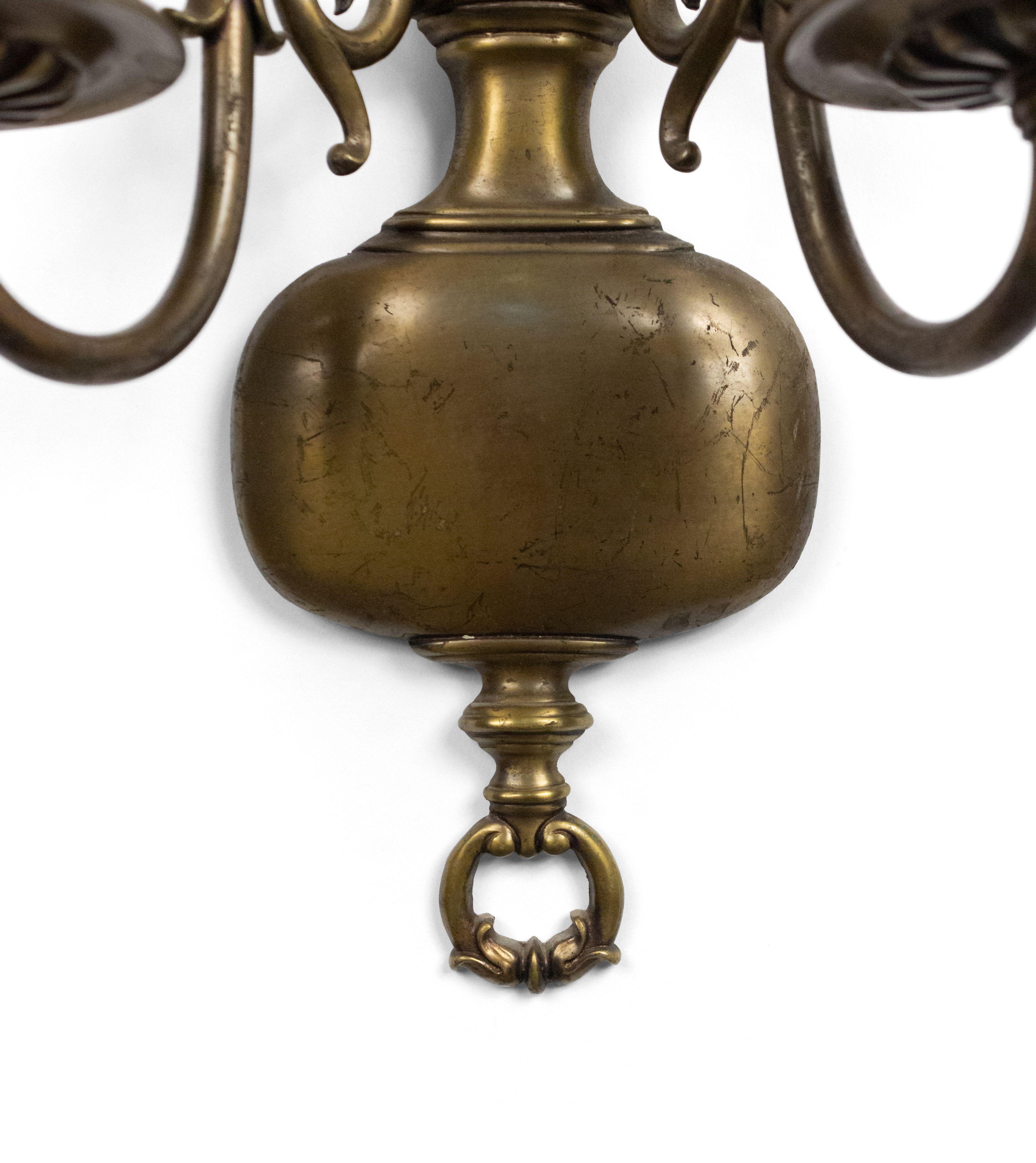 Pair of English Georgian Style Brass Vasiform Wall Sconces 1