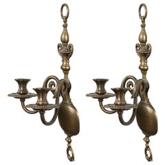 Pair of English Georgian Style Brass Vasiform Wall Sconces