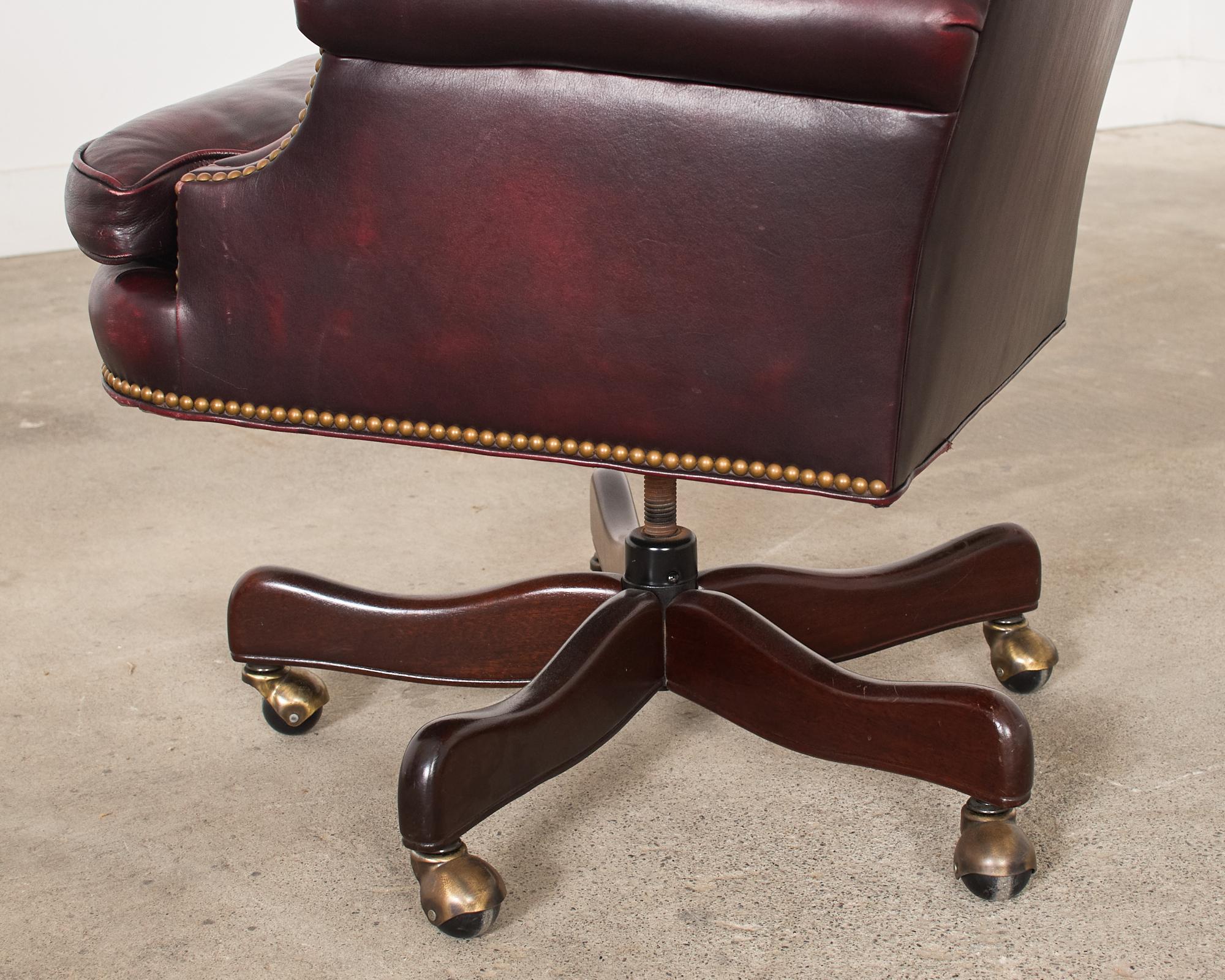 Pair of English Georgian Style Chesterfield Leather Executive Office Chairs  For Sale 6