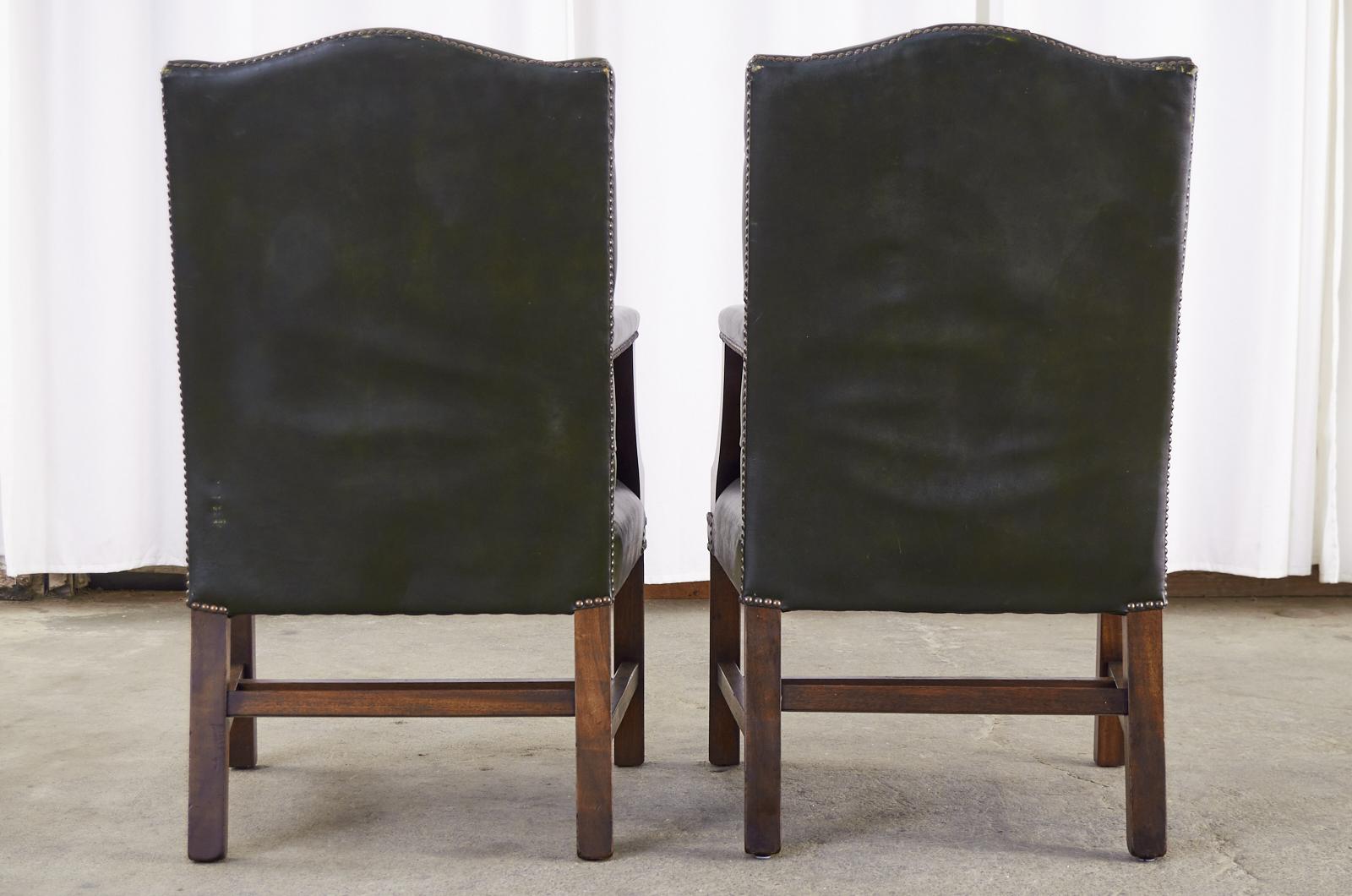 Pair of English Georgian Style Gainsborough Library Chairs  11