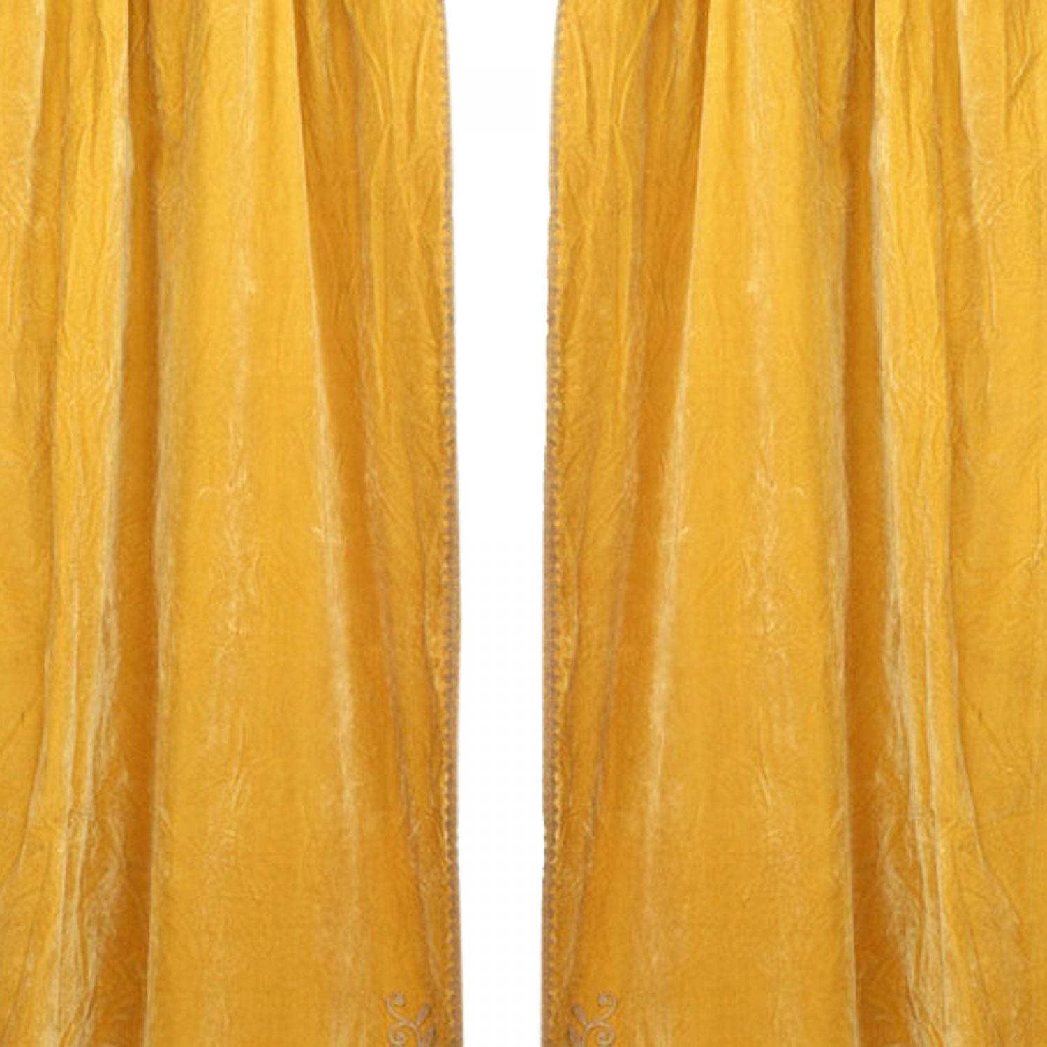 Inconnu Paire de rideaux en dentelle de velours doré à franges de style géorgien anglais en vente