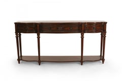 Pair of English Georgian Style Oak Veneer Hall Tables