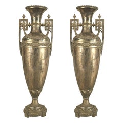 Pair of English Georgian Style Silver Plated Vases