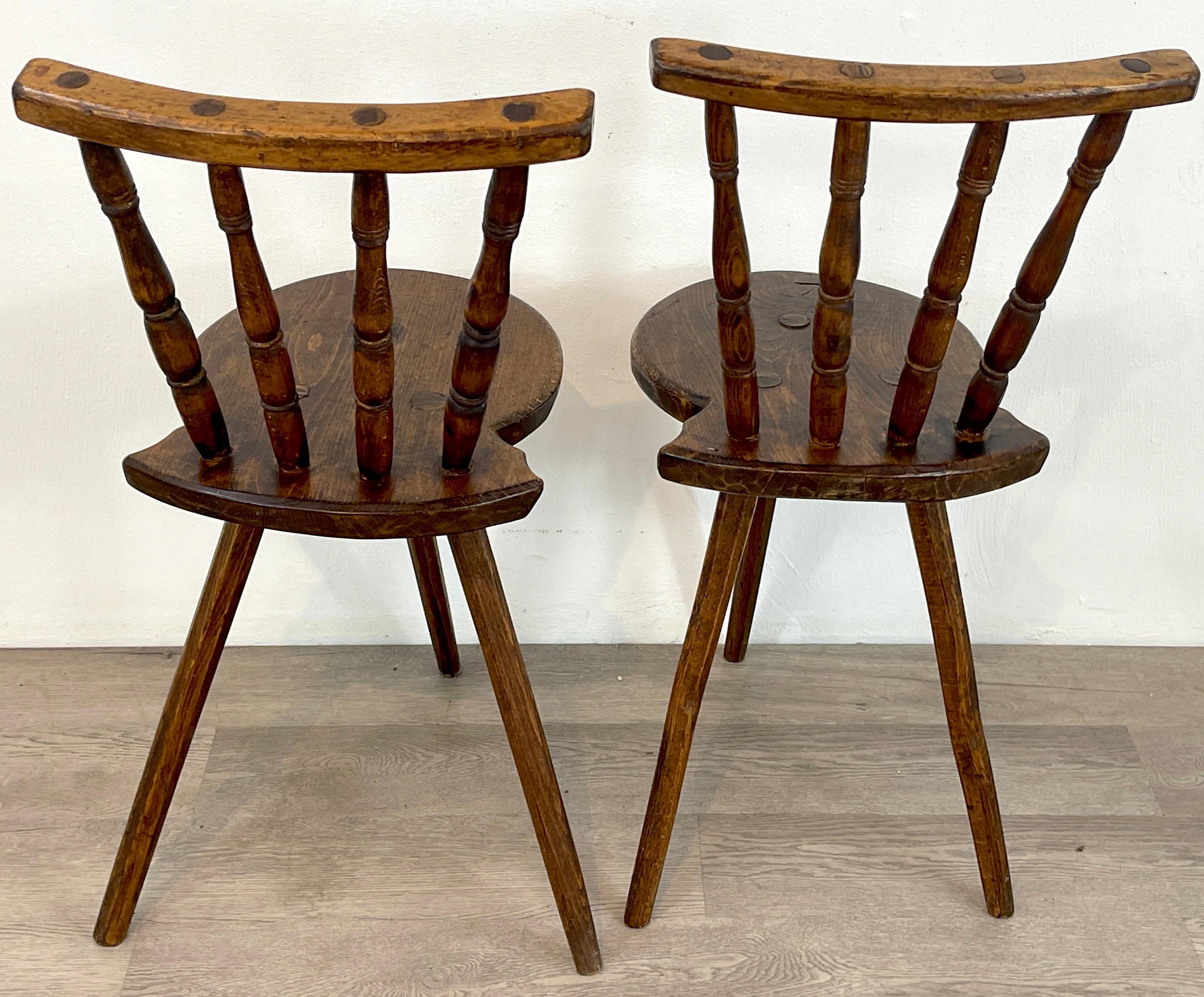 18th Century Pair of English Georgian Tripod Captain's Chairs