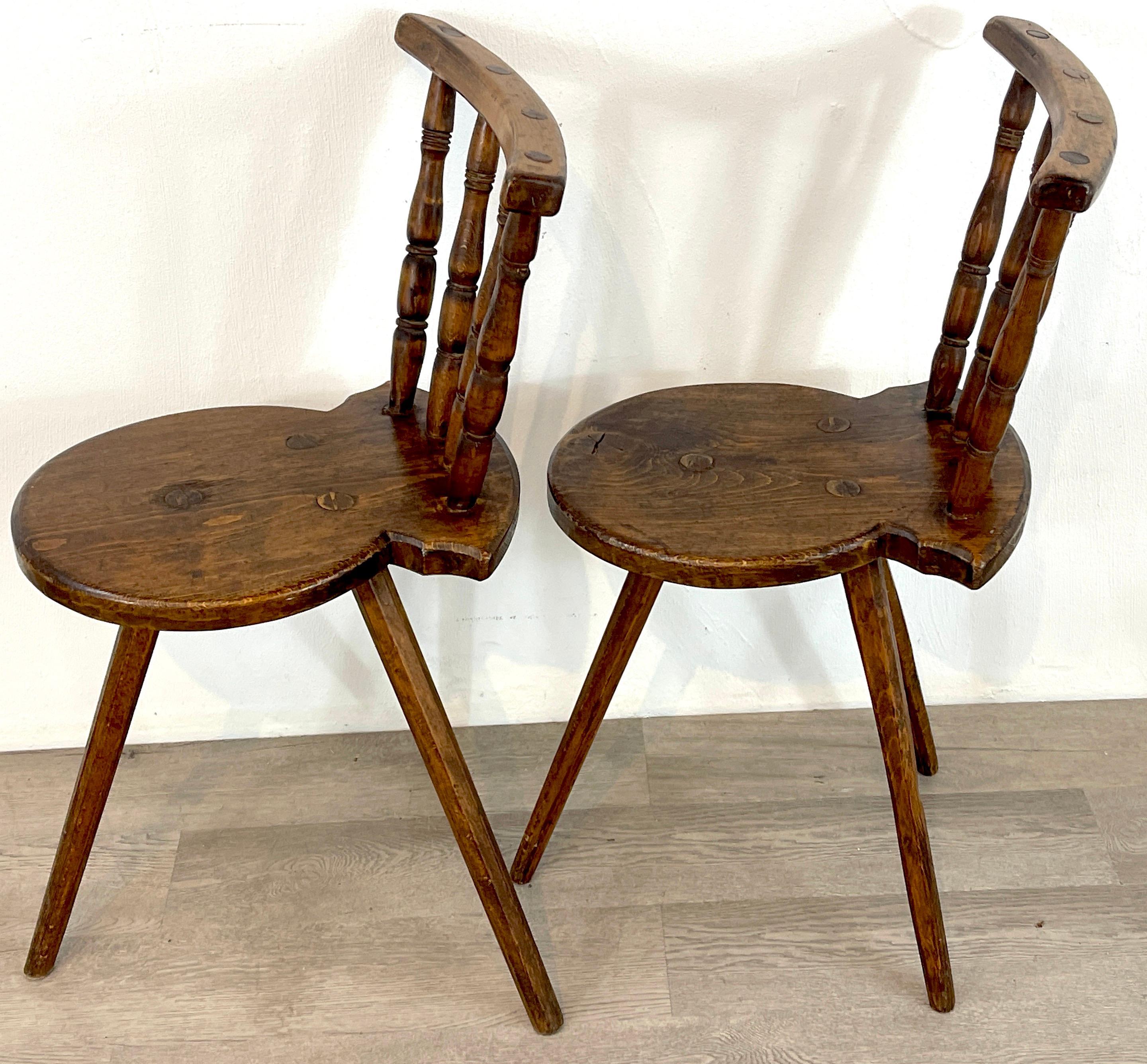 Walnut Pair of English Georgian Tripod Captain's Chairs