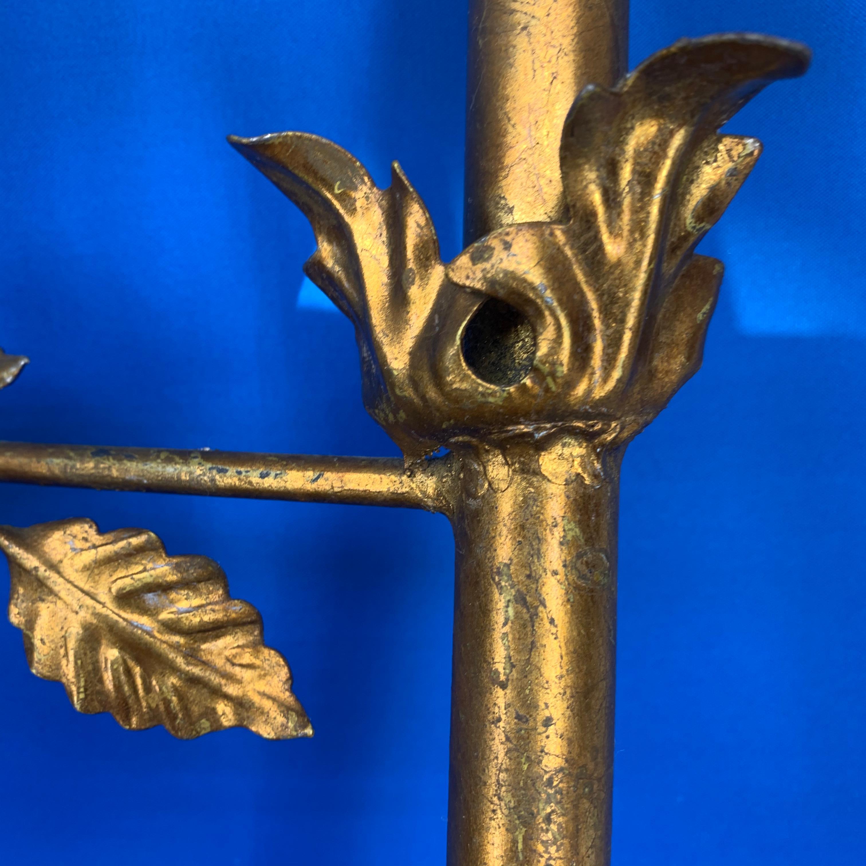 English Pair Of Gilded Metal Spiral Staircase Wall-Mounted Shelves