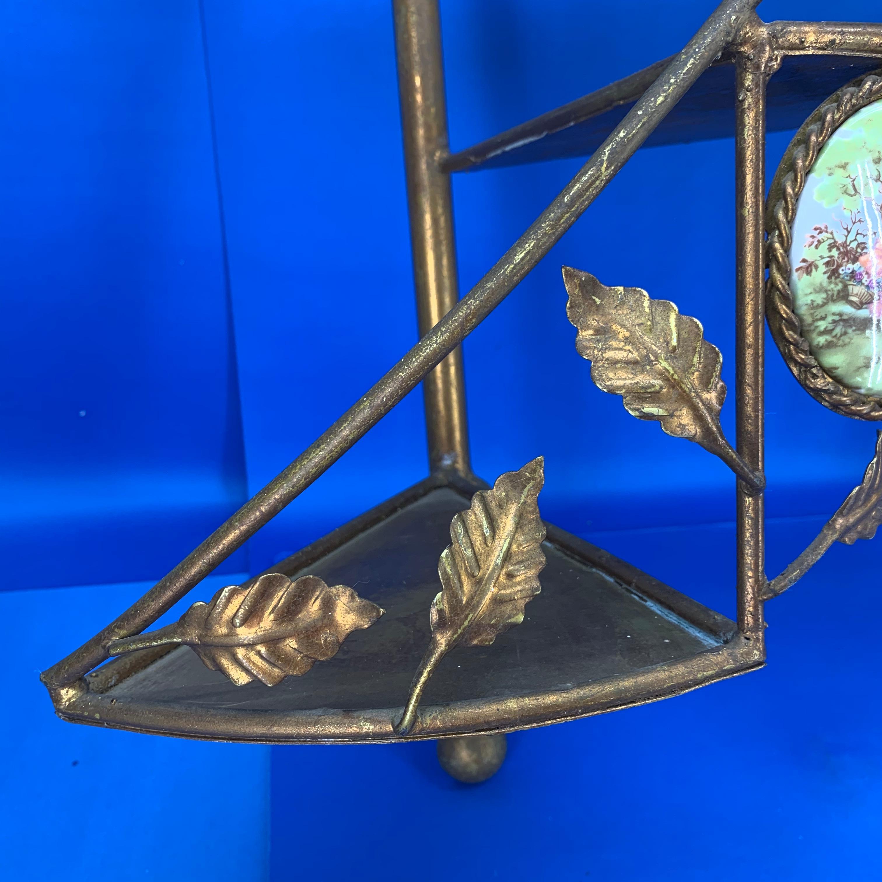 Pair Of Gilded Metal Spiral Staircase Wall-Mounted Shelves In Good Condition In Haddonfield, NJ