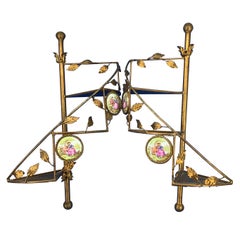 Pair Of Gilded Metal Spiral Staircase Wall-Mounted Shelves
