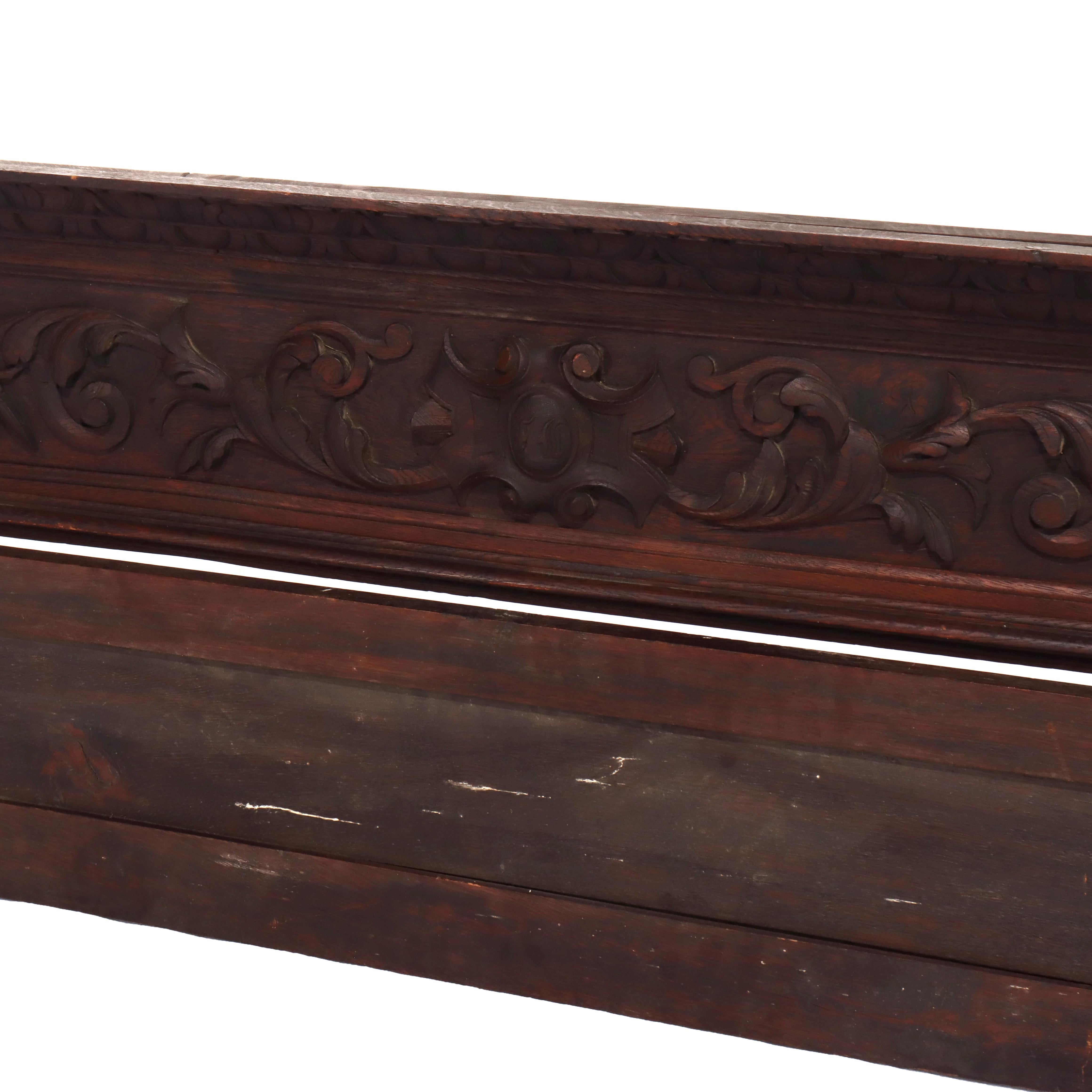 Pair of English Gothic Architectural Valences with Baroque Carvings 17thC In Good Condition For Sale In Big Flats, NY