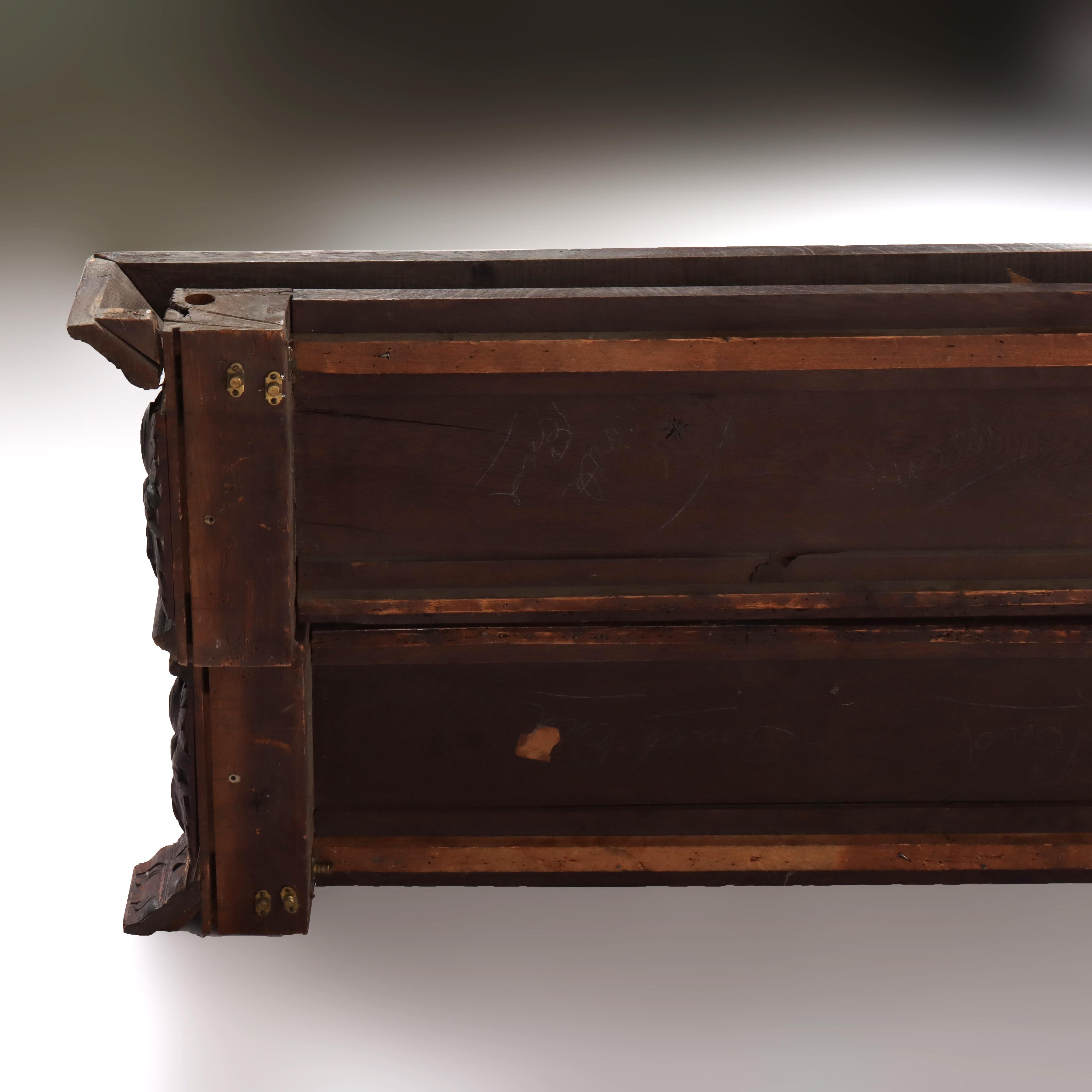 Pair of English Gothic Architectural Valences with Baroque Carvings 17thC For Sale 1