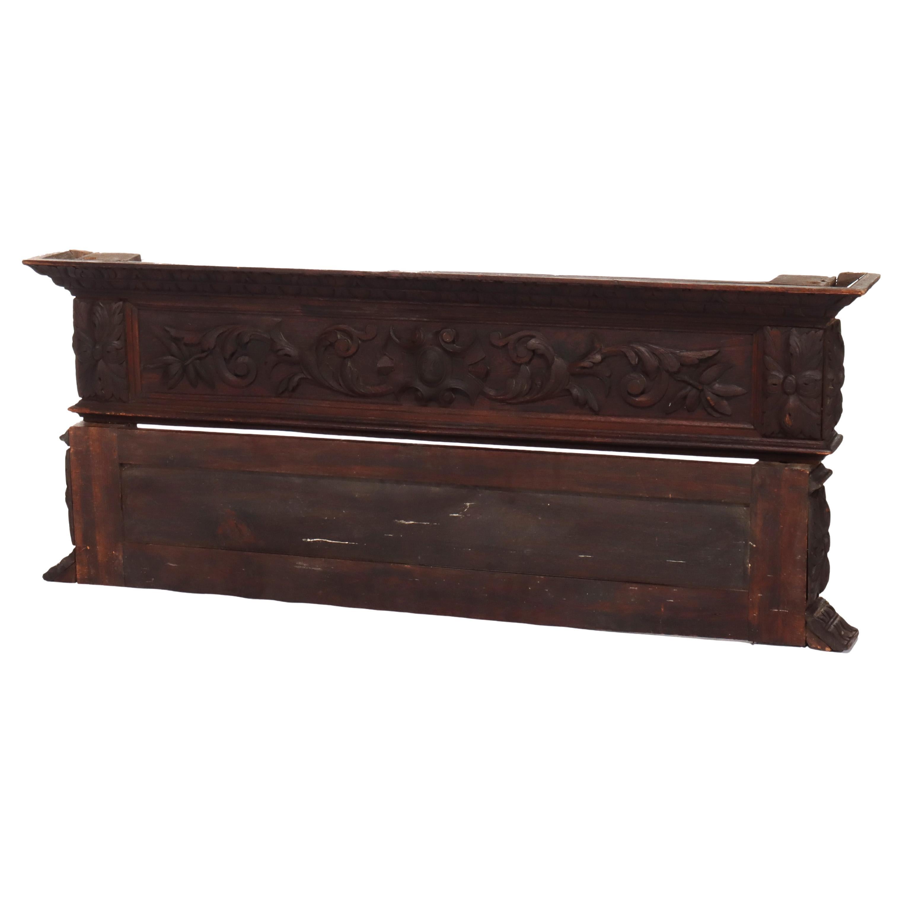 Pair of English Gothic Architectural Valences with Baroque Carvings 17thC