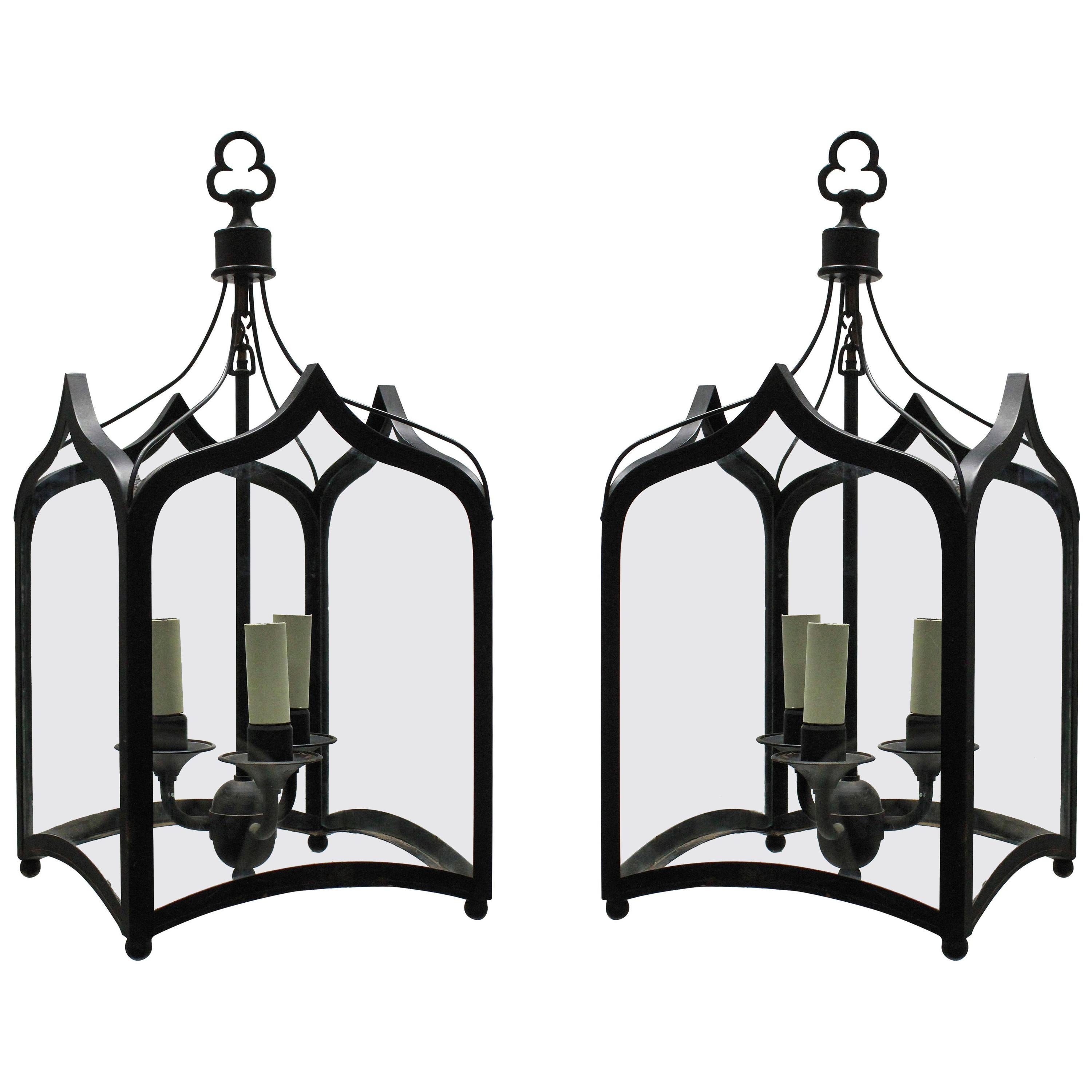 Pair of English Gothic Hanging Lanterns