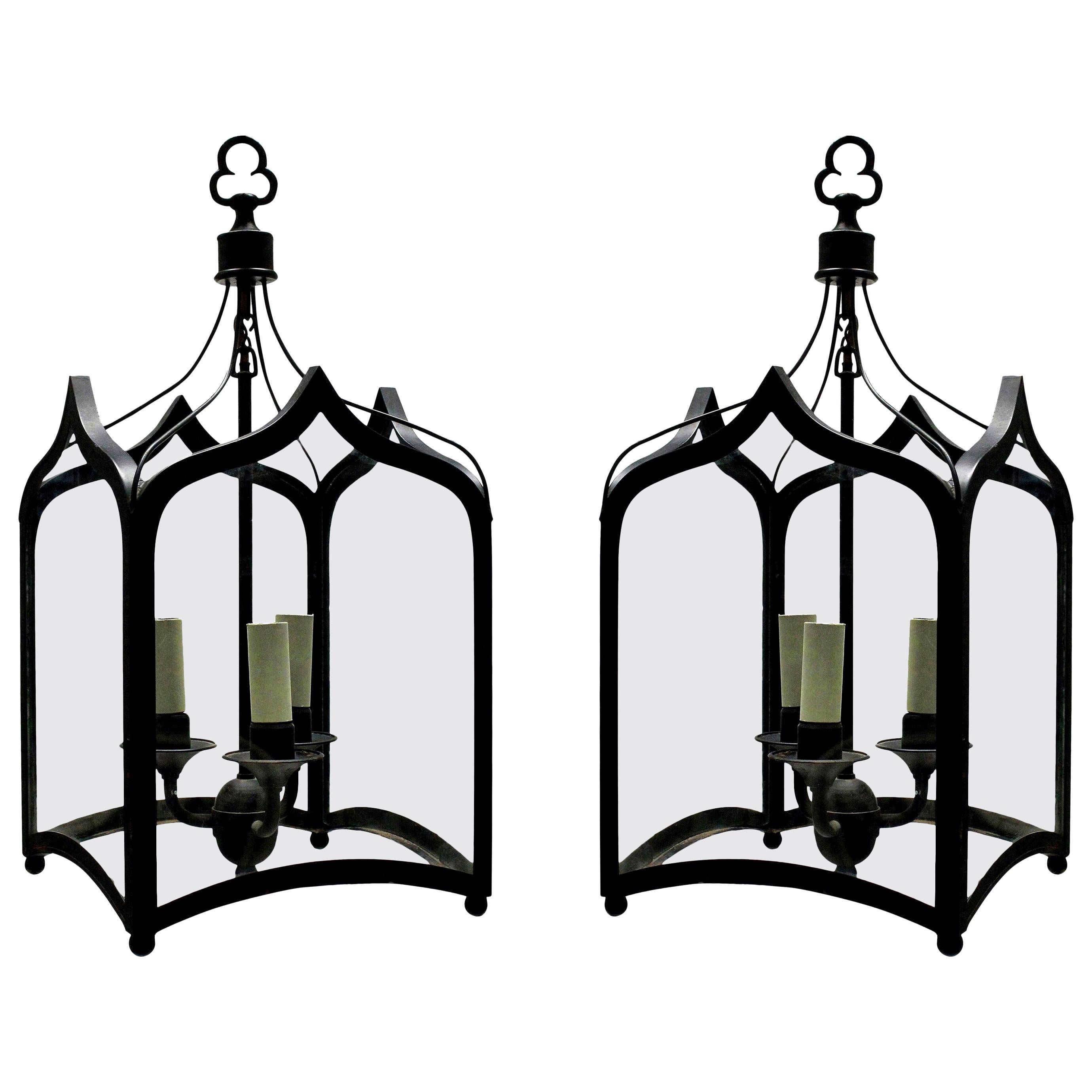 Pair of English Gothic Hanging Lanterns
