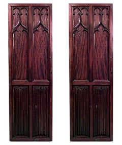Pair of English Gothic Revival Mahogany Doors